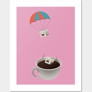 Sugar Cubes Jumping in a Cup of Coffee Posters and Art